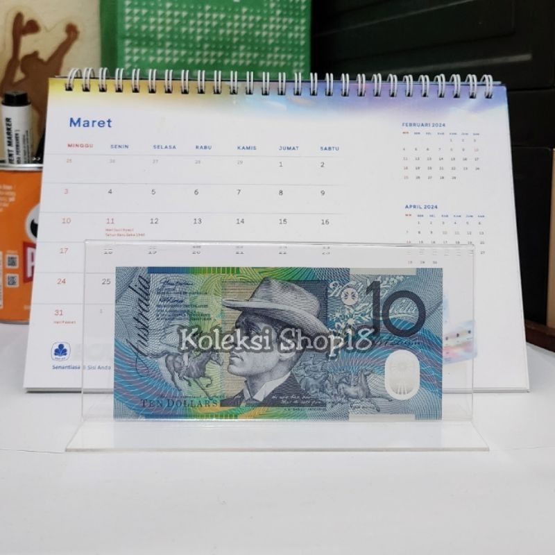 Koleksi Bingkai Akrilik Hiasan Pajangan Uang Australia 10 Dolar Old Series Polymer