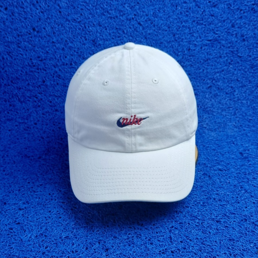 topi nike katun putih centang kecil second original