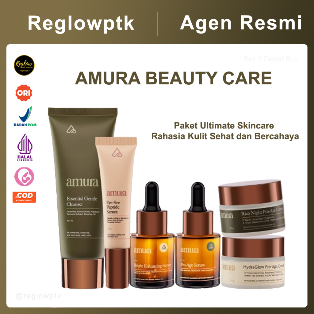 Amura Skincare Ultimate Facial Wash Serum Gold Serum Pro-Age Krim HydraGlow Krim Malam Pro-Age Amura