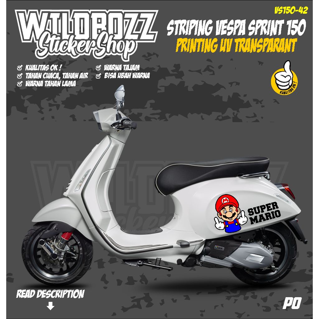sticker vespa sprint 150 printing uv transparan  (vs150-43) wildbozz sticker
