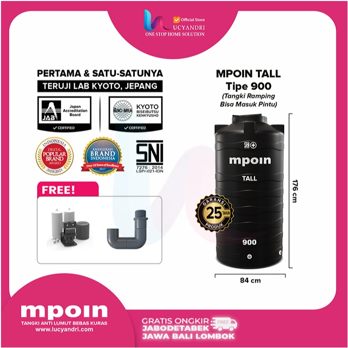 Tangki Air MPOIN PLUS 900 Tall Toren Tandon 900 Liter
