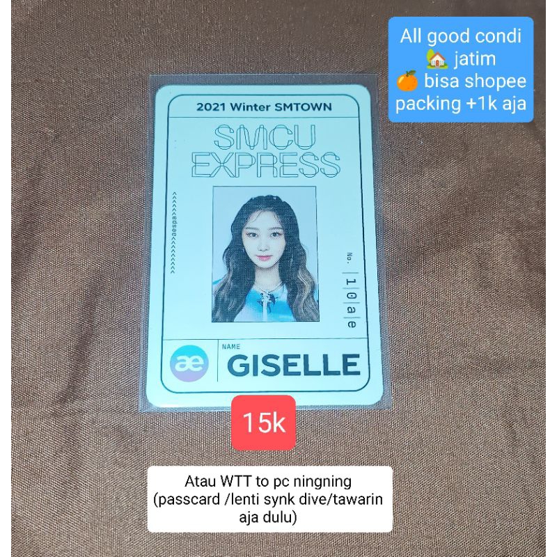 photocard giselle aespa jeno nct dream cafe hot sauce passcard smcu haechan glitch mode kun id card 