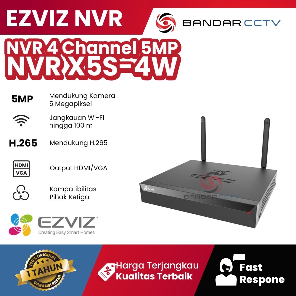 EZVIZ X5S-4W NVR Ezviz 4 Channel 5MP