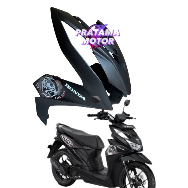 Tameng Body Depan Beat Street Hitam Doff 2022 2023 Plus Stiker/Striping