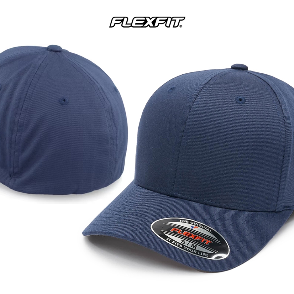 Flexfit Yupoong Topi Baseball Polos Pria Built Up Original Import Warna Navy