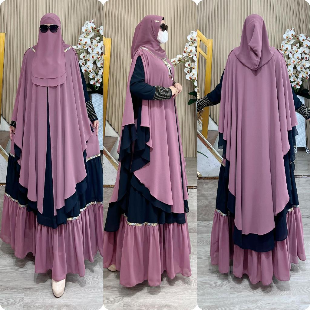 AJE ZAS - Gamis/Jubah Syari Jumbo Mewah Pesta Bahan ceruti babyDoll Kode-MAHIKA