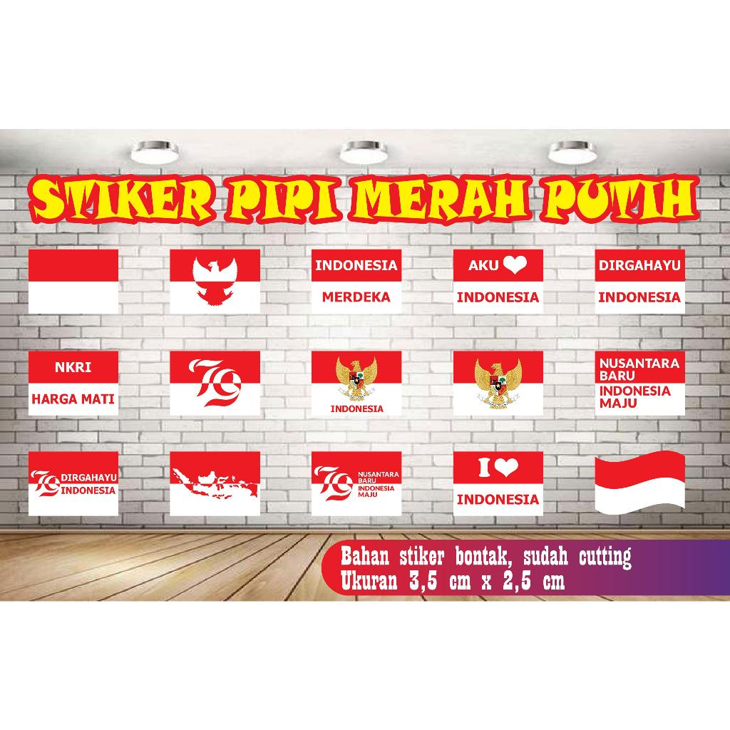 

Stiker Pipi Merah Putih / Stiker Pipi HUT RI ke 79 / Stiker seru seruan HUT RI Ke 79