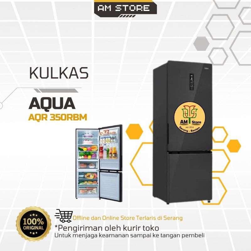 Kulkas 2 Pintu Aqua AQRD 350 RBM Freezer Bawah