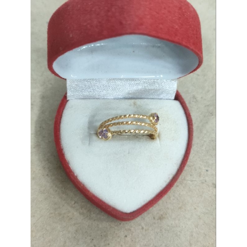 cincin spiral plintir mata pink 1 gram emas muda
