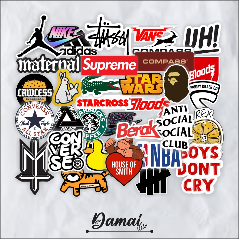 

(ISI 15pcs) Sticker Brand Hypebeast | Sticker Casual | Sticker Band Aesthetic Anti Air Tahan Luntur