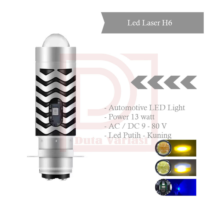 Lampu Led Depan H6 Laser 2 Warna Plus Senja Biru Motor Matic & Bebek Lampu Super terang - IBRIGHT