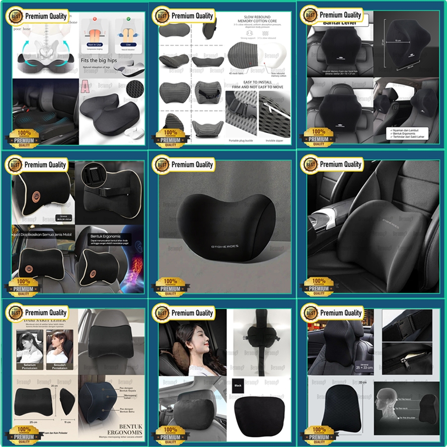 Bantal Punggung Bantal Leher Kursi Mobil Bantalan Leher Kepala Jok Mobil Memory Foam