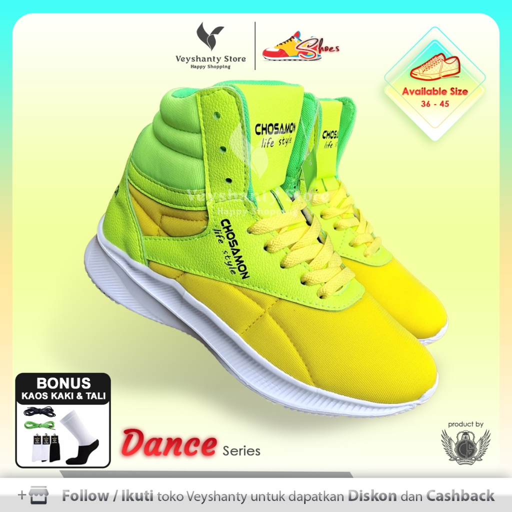 [VEYSHANTY] Sepatu Pria Wanita CS Dance Premium Quality - Warna Kuning Kom Stabillo | Casual | Sport