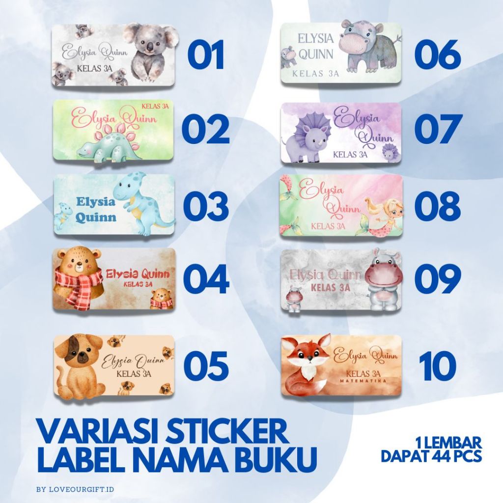 

Sticker Label Nama Buku Lucu untuk Buku Anak Waterproof - LoveOurGift.id