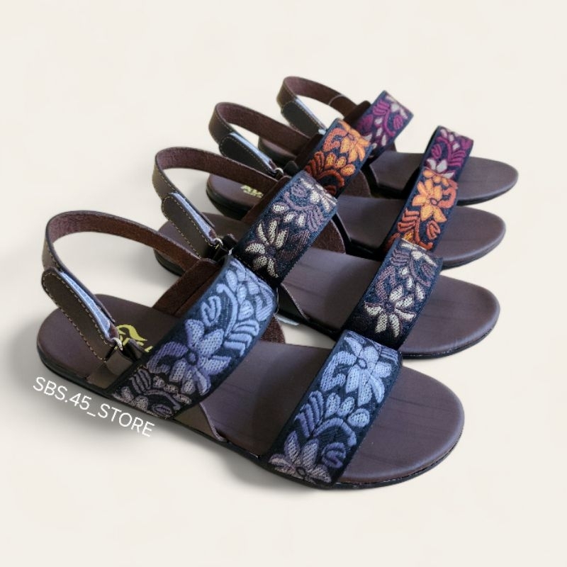 ADESA (BARU) Sandal Wanita Turki Rajut Let/Tali Belakang Perekat Flamboyan.