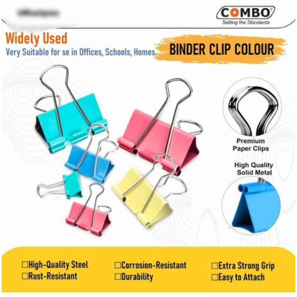 

Binder clip warna-warni Combo untuk menjepit lembar kertas atau dokumen file - Orange