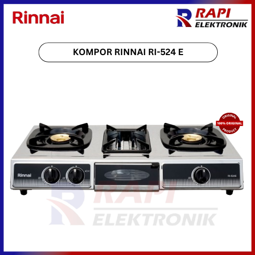 KOMPOR GAS 2 TUNGKU + PEMANGGANG RINNAI 524E ORI / PEMANGGANG STAINLESS