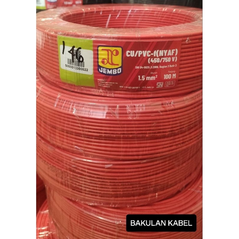 NYAF 1x1.5mm / NYAF 1.5mm JEMBO / KABEL JEMBO / KABEL LISTRIK JEMBO / KABEL SERABUT