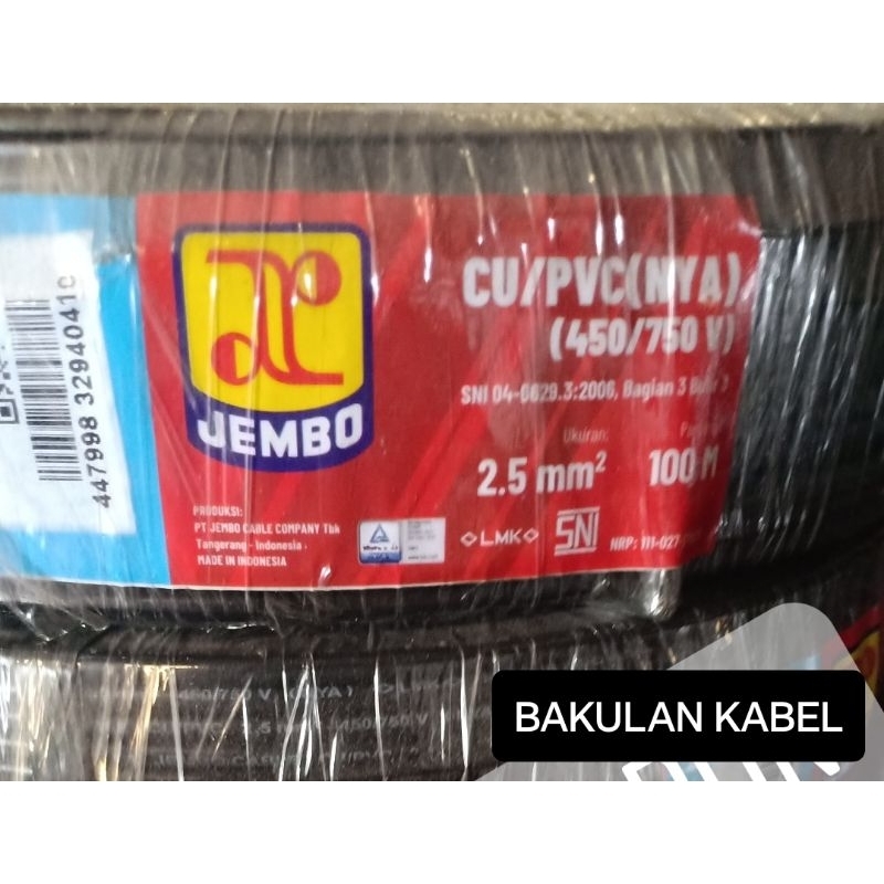 NYA 2.5mm / NYA 1x2.5mm JEMBO / KABEL JEMBO / KABEL LISTRIK JEMBO / KABEL ENGKEL
