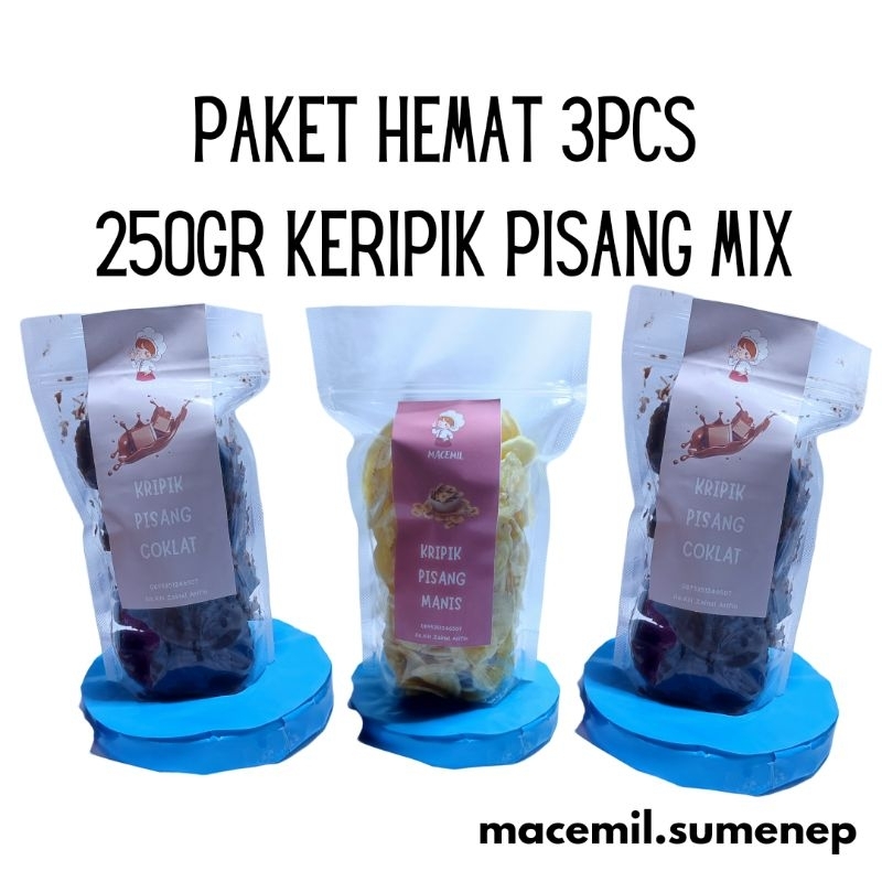 

Cemilan Makanan Ringan, Keripik Pisang, Gurih, Asin, Manis, Murah, Hemat, Mix