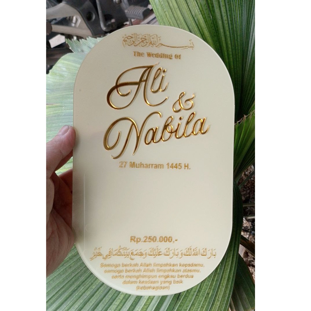 Akrilik Mahar Pernikahan Oval Akrilik Brush Warna Mahar Aesthetic Seserahan Custom