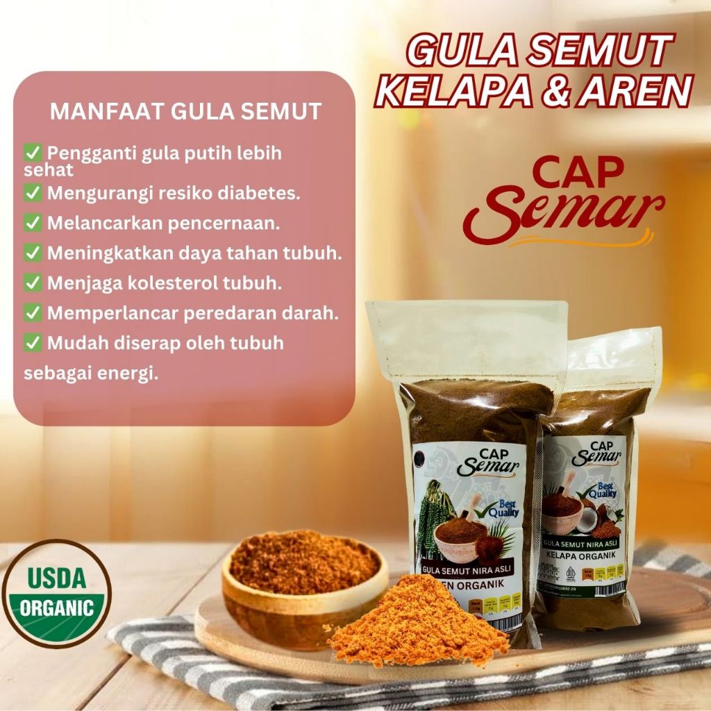 

Gula Kelapa & Aren Semut Organik - Gula Sehat 1 Kg Kualitas Premium - Coconut & Palm Sugar