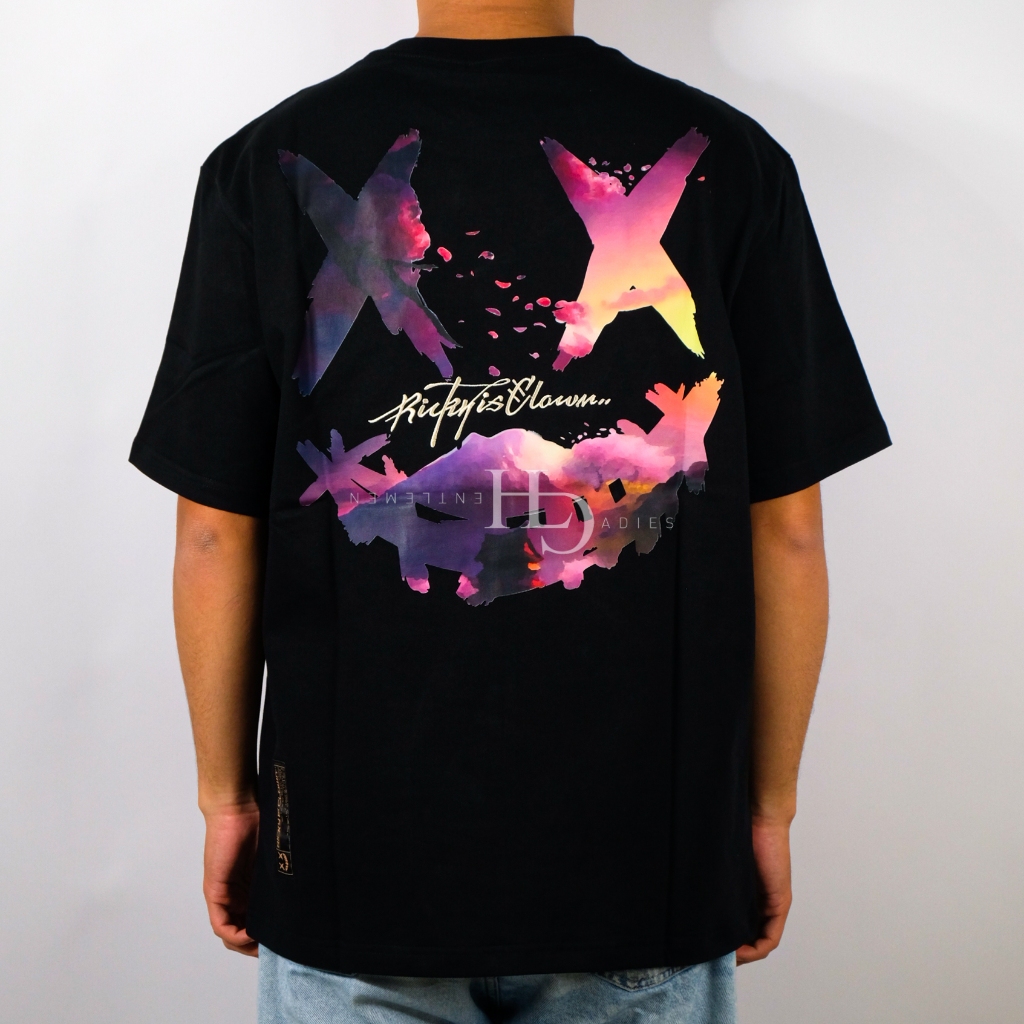 Ricky is Clown Sakura Sunset Smiling Face Tee Black