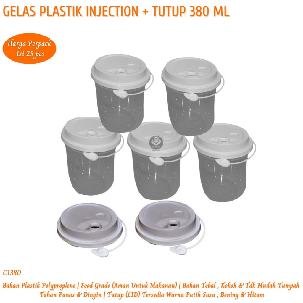 Cup Injection 380 Ml Oval Gelas Boba 12 Oz Plus Tutup Ml (Isi 25 Set - CI380)