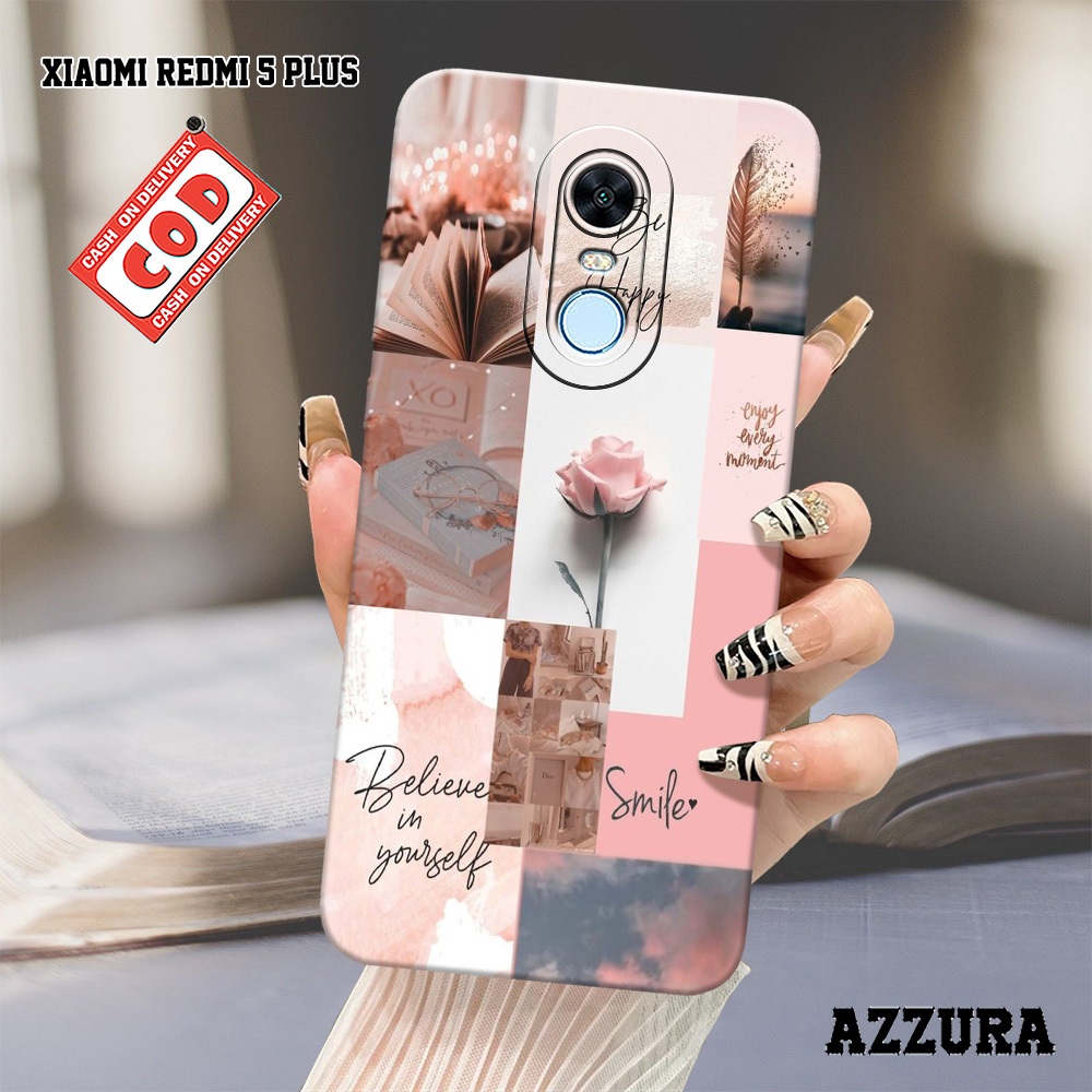 AZZURA - Case Xiaomi Redmi 5 Plus - Fashion Case Bunga - Softcase Xiaomi Redmi 5 Plus - Casing Hp Xi