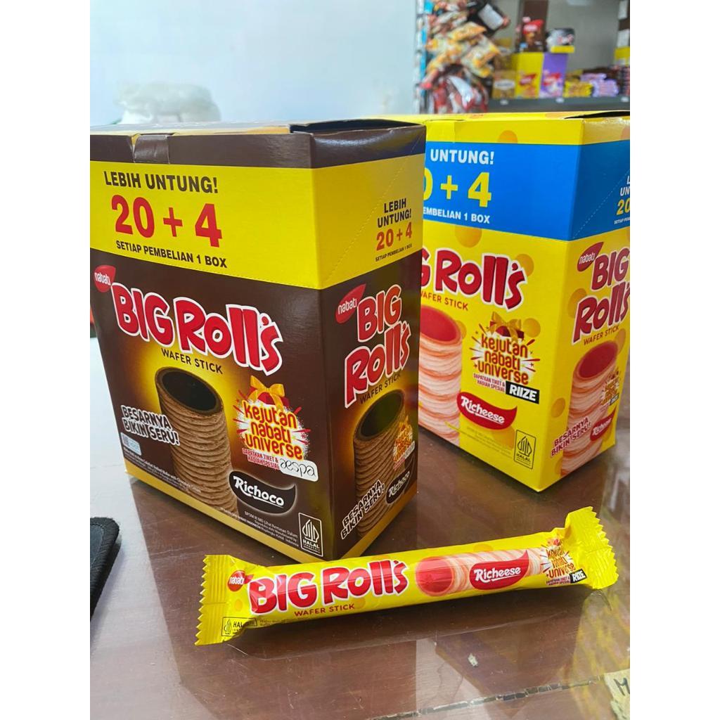 

( Perbox Isi 20 + 4 ) Nabati Big Rolls Wafer Stick 14gr 24pcs