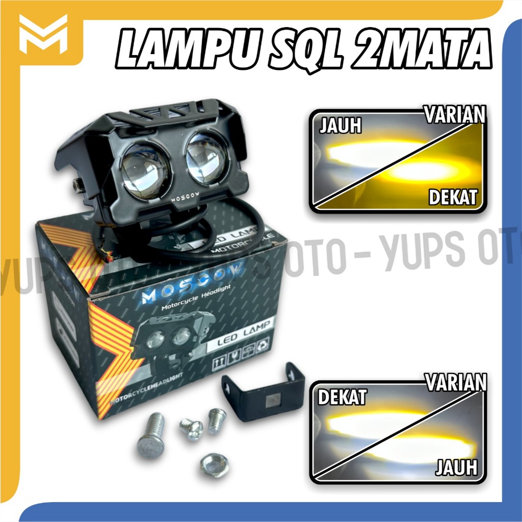 LAMPU SQL 2 MATA MOSCOW BODY BESI LAMPU TEMBAK LED SQL LAMPU SOROT LASER LED SHOT LIGHT DOBEL COLOR 