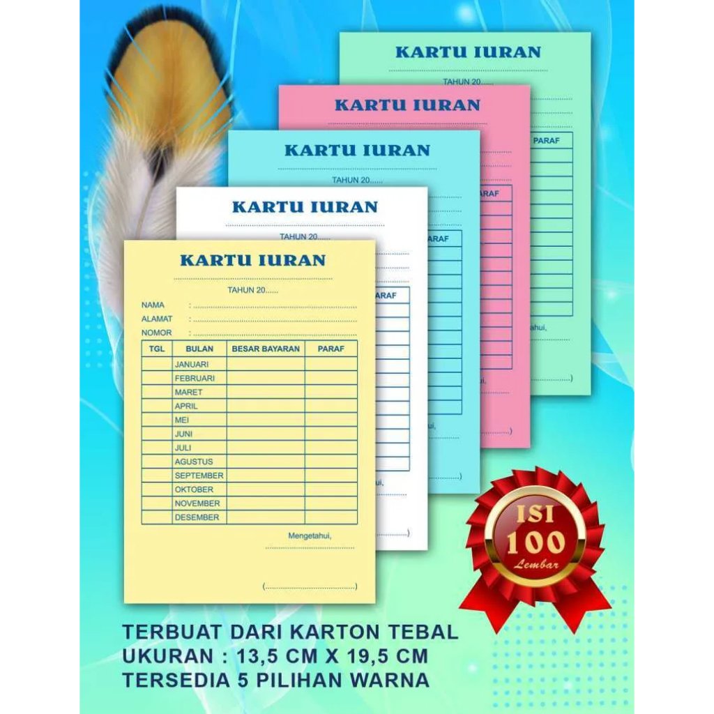 cetak / custom kartu iuran warga / kas warga / kartu pramuka / iuran kebersihan