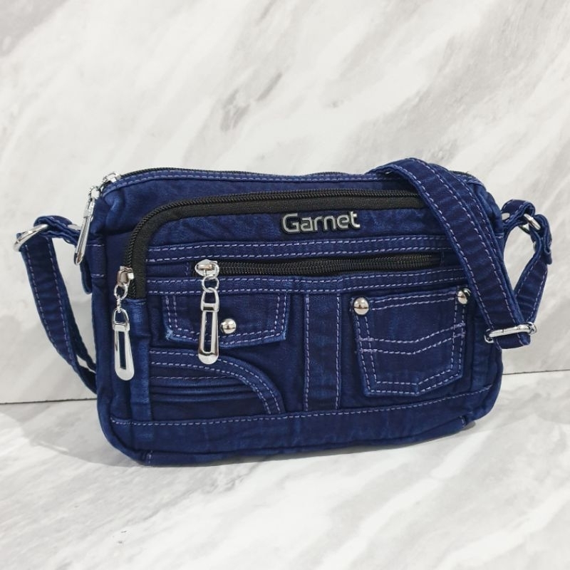 tas selempang wanita  bahan jeans denim