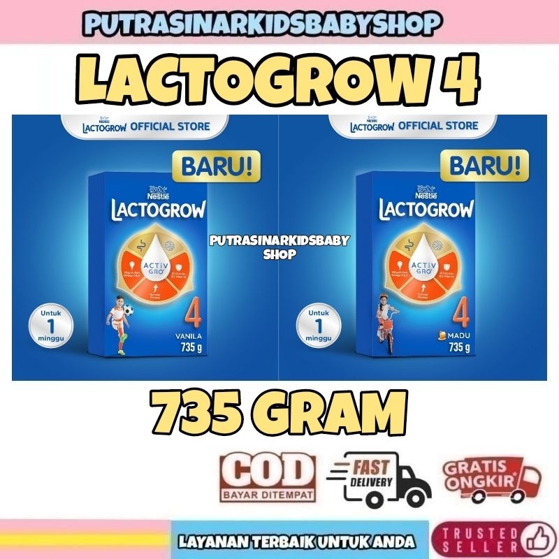 

LACTOGROW 4 VANILA MADU 735G SUSU BUBUK ANAK VANILA 735 GRAM 750 GRAM