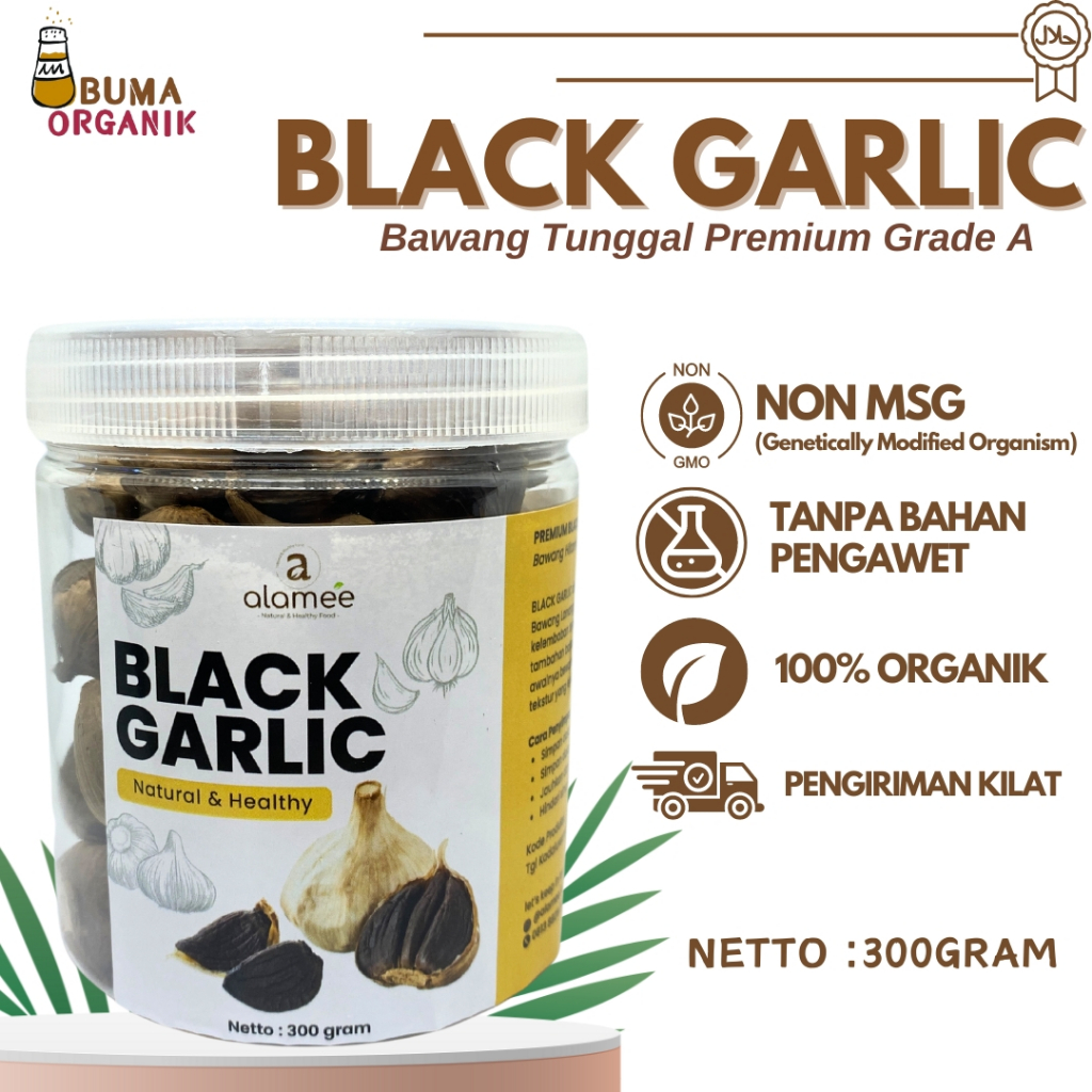 

Bawang Hitam Black Garlic Herbal Premium 300gr Tunggal Lanang Alami Natural Bawang Hitam Premium 300Gram