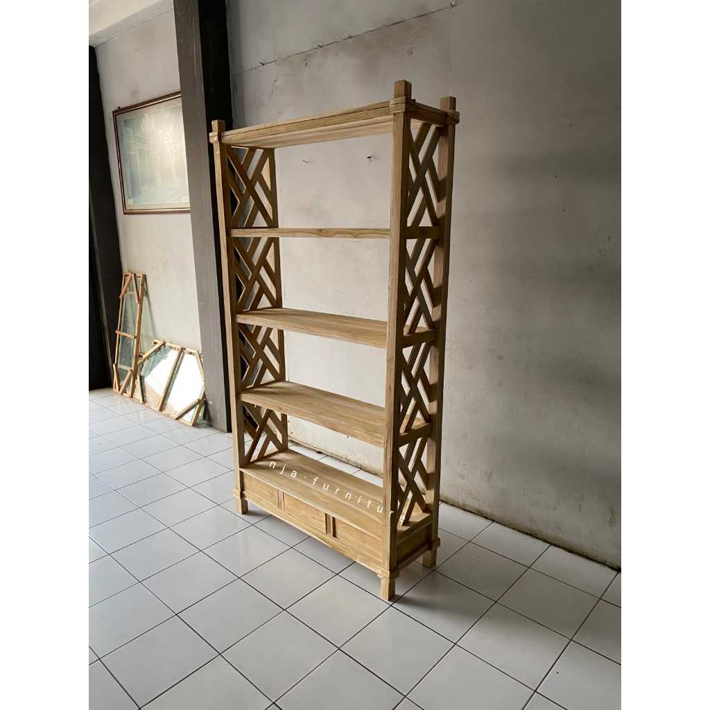 Rak Buku 3 Laci Lemari Serbaguna Jati (invoice)