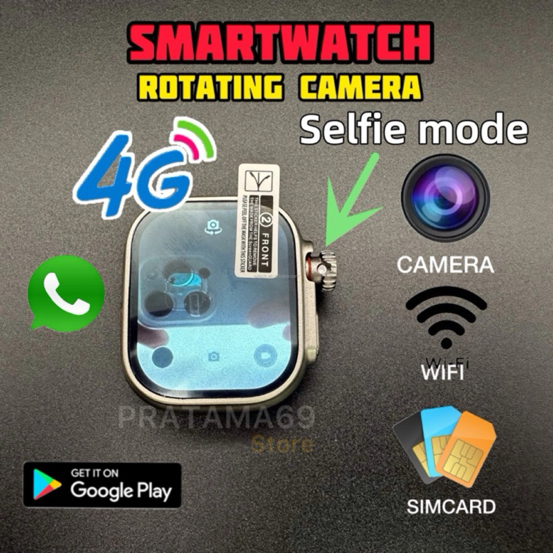 SmartWatch DS9 Ultra 4G Wifi Simcard NFC GPS Rotating Camera RAM 2GB ROM 32GB