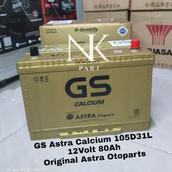 Aki Mobil GS Astra Calcium 105D31L Accu Kering GS GOLD 12Volt 80Ah MF