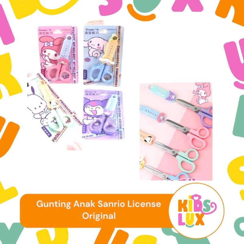 

GUNTING ANAK SANRIO LICENSE ORIGINAL PAKAI TUTUP / STUDENT SCISSORS CINNAMOROL KUROMI MELODY