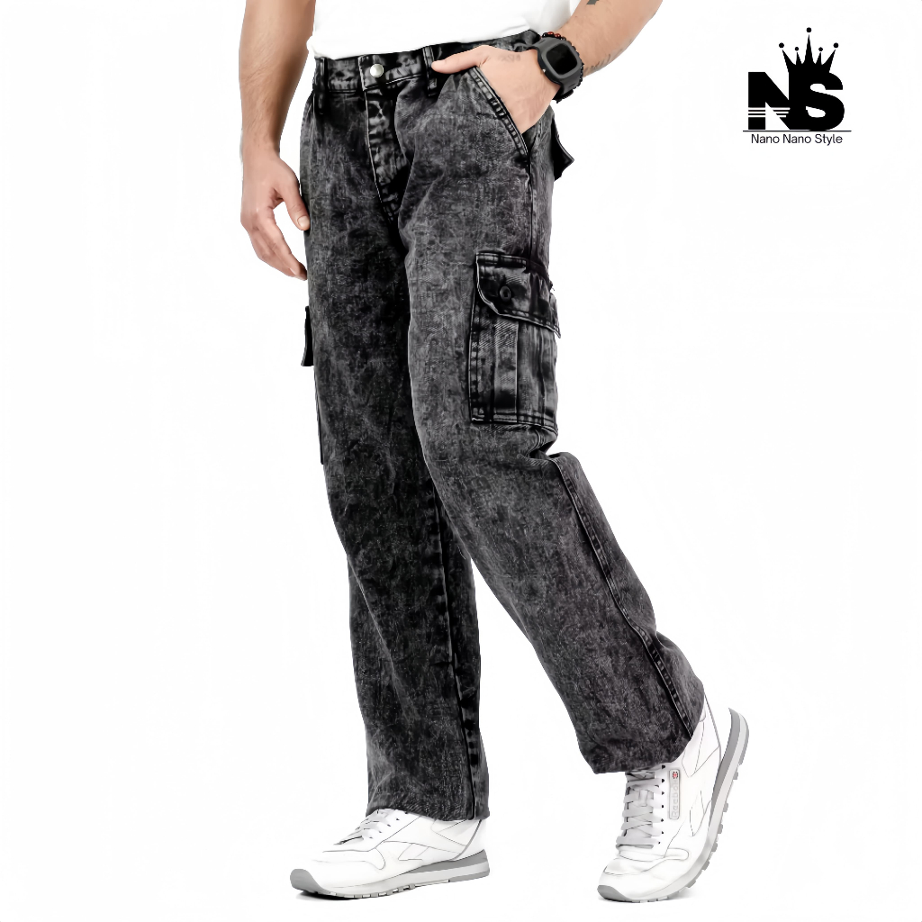 celana cargo jeans pria loose fit  celana cargo panjang pria jeans cargo jeans pria celana jeans pan