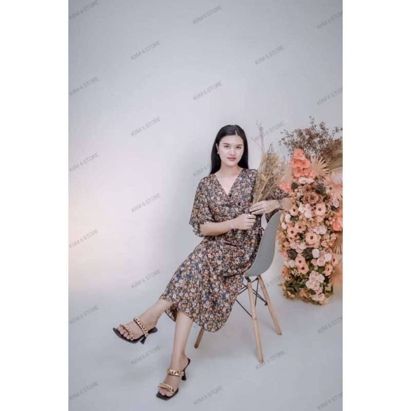 PROMO BAJU DASTER DRESS KIMONO PIYAMA WANITA TALI SAMPING KANAN KIRI BUSUI BUMIL KANCING MOTIF BUNGA