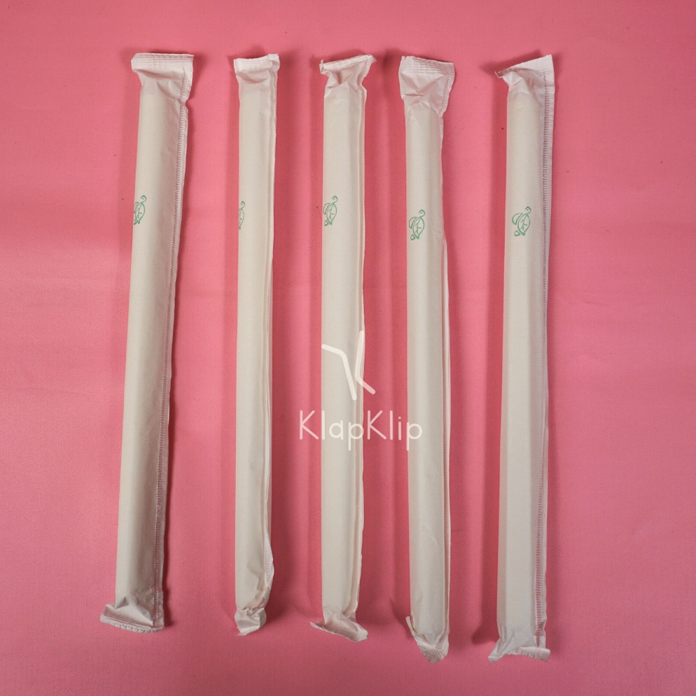 Terbagus 1pack  1pcs Sedotan Kertas Steril 12x21cm Putih  Paper Straw Wrapping Paper 12x21cm  Sedota