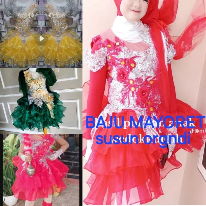 dress motif bunga 3d 3susun baju penyanyi/baju biduan/baju singer