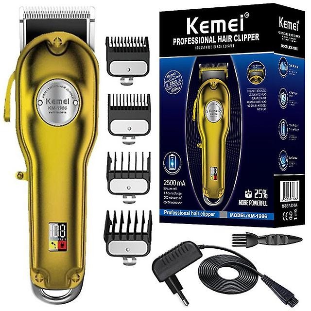 Alat Mesin Cukur Kemei 1986 Gold Premium Hair Clipper Charge Original