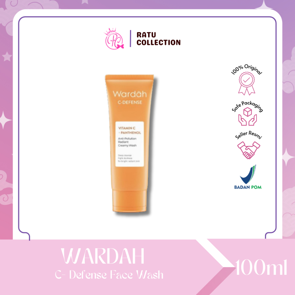 WARDAH C-DEFENSE WITH VITAMIN C ENERGIZING CREAMY WASH 60ml & 100ml -Wardah Cuci Muka