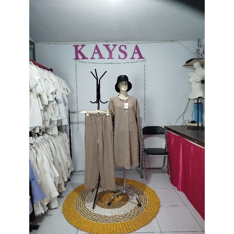 setcel long tunik bahan knit/ setcel long wanita/ setcel long terbaru