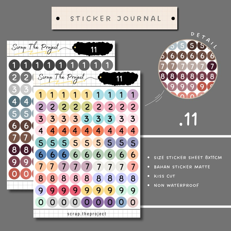 

STICKER PLANNER JOURNAL / NUMBER STICKER / STP - 11