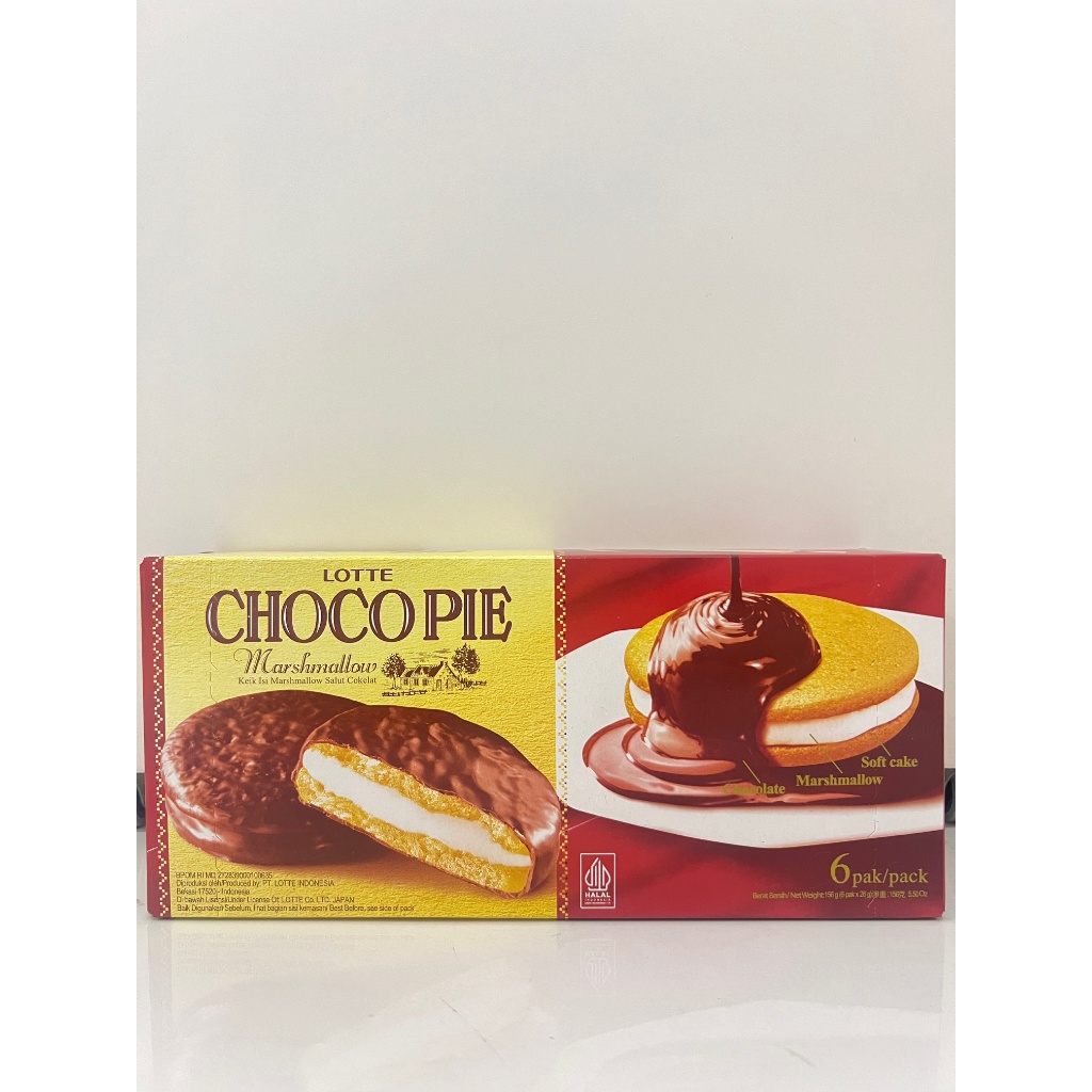 

Lotte Chocopie Marshmallow isi 6 / Coklat Import Korea Halal Premium 156 gr