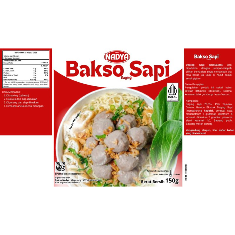 

BAKSO SAPI NADYA HALUS PREMIUM 90% DAGING DENGAN BUMBU REMPAH PILIHAN HALAL & BPOM