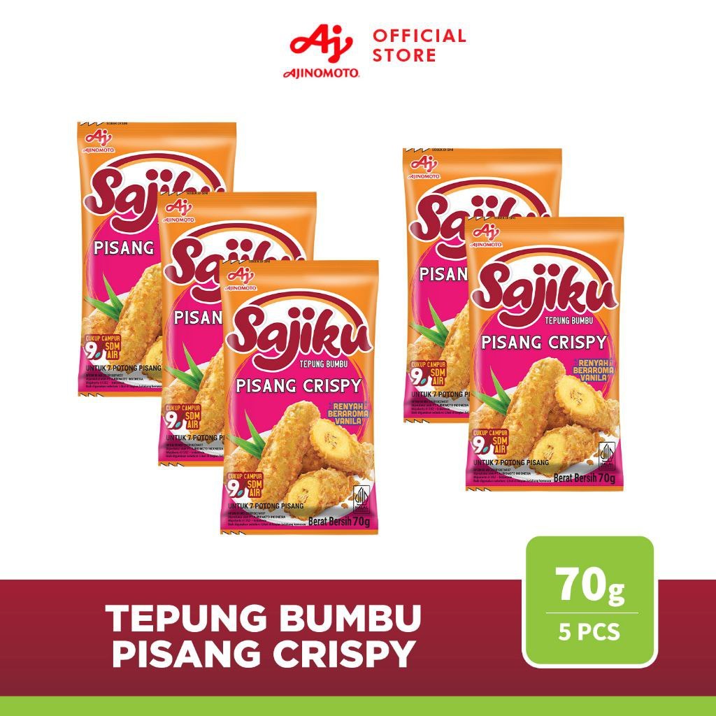 

PROMO 5 PCS SAJIKU TEPUNG BUMBU PISANG CRISPY 70Gr